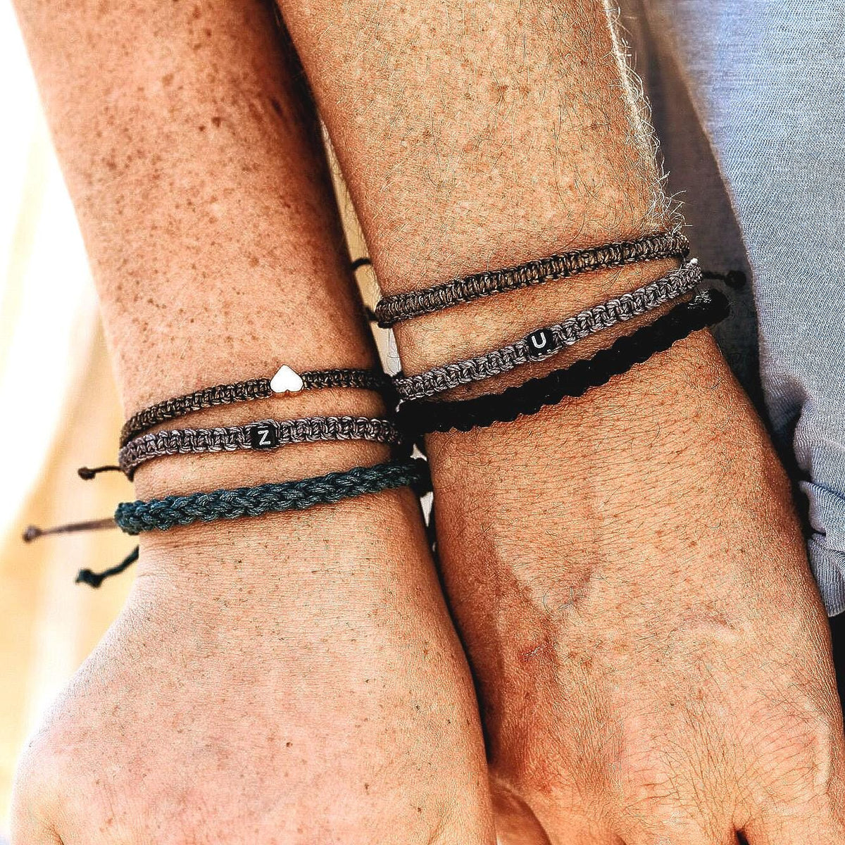 Initial Gray Matching Couples Bracelets Personalized