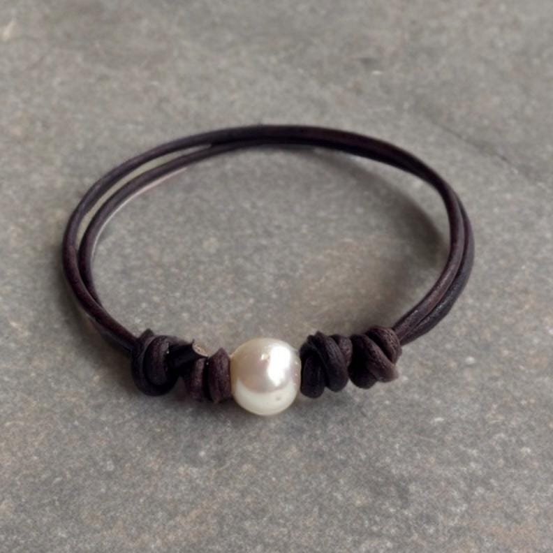 LaBelle Freshwater Pearl Leather Anklet
