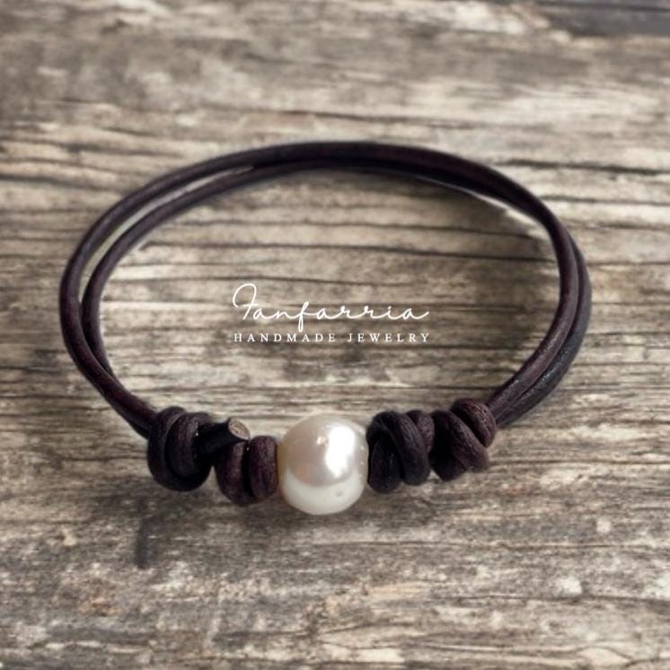 LaBelle Freshwater Pearl Leather Anklet