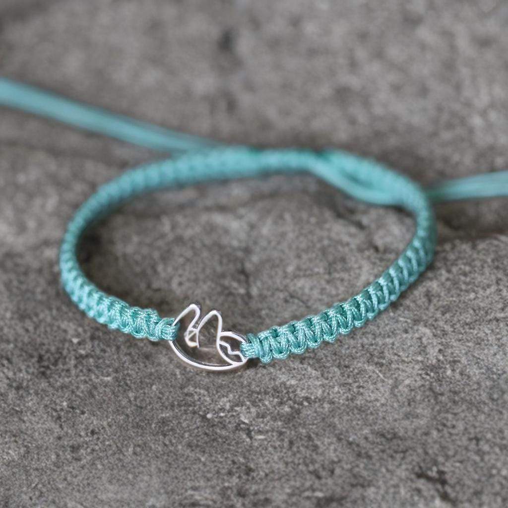 Sloth Sterling Silver Green Adjustable Anklet Bracelet, Waterproof Cord