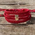 Gold Heart Family Bracelets Red