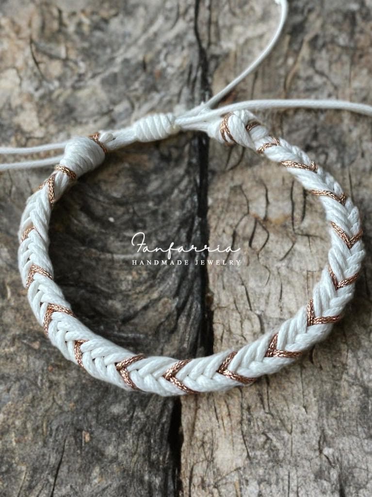 Dania, White Braided Anklet Bracelet