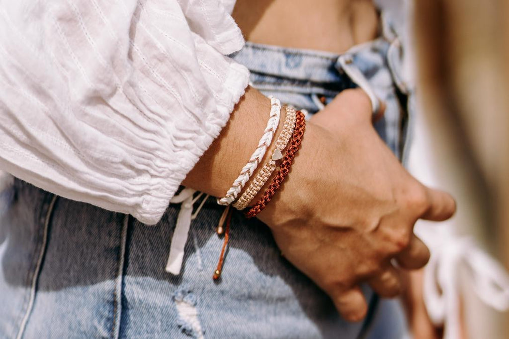 Dania, White Braided Anklet Bracelet