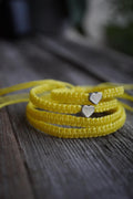 Silver Heart Family Bracelets Yellow