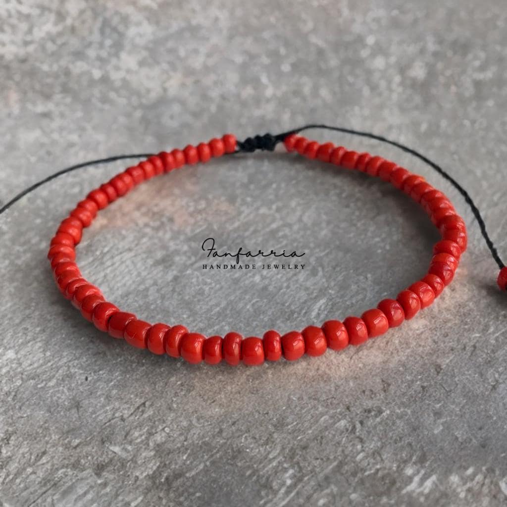 Caladesi, Red Beads Bracelet Anklet Unisex