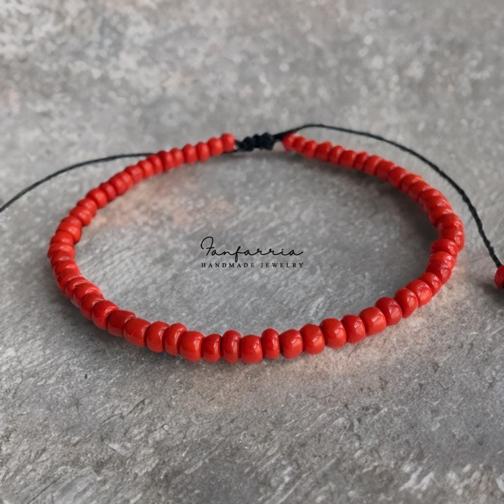Caladesi, Red Beads Bracelet Anklet Unisex