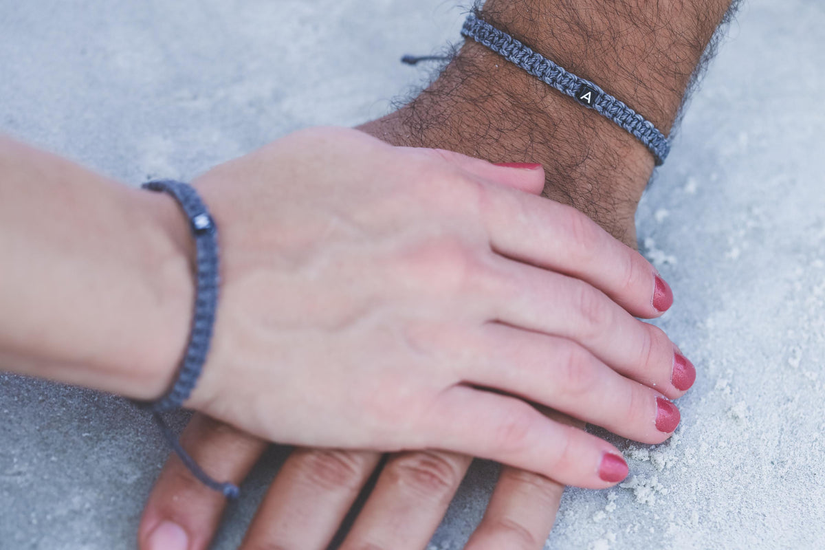Initial Gray Matching Couples Bracelets Personalized