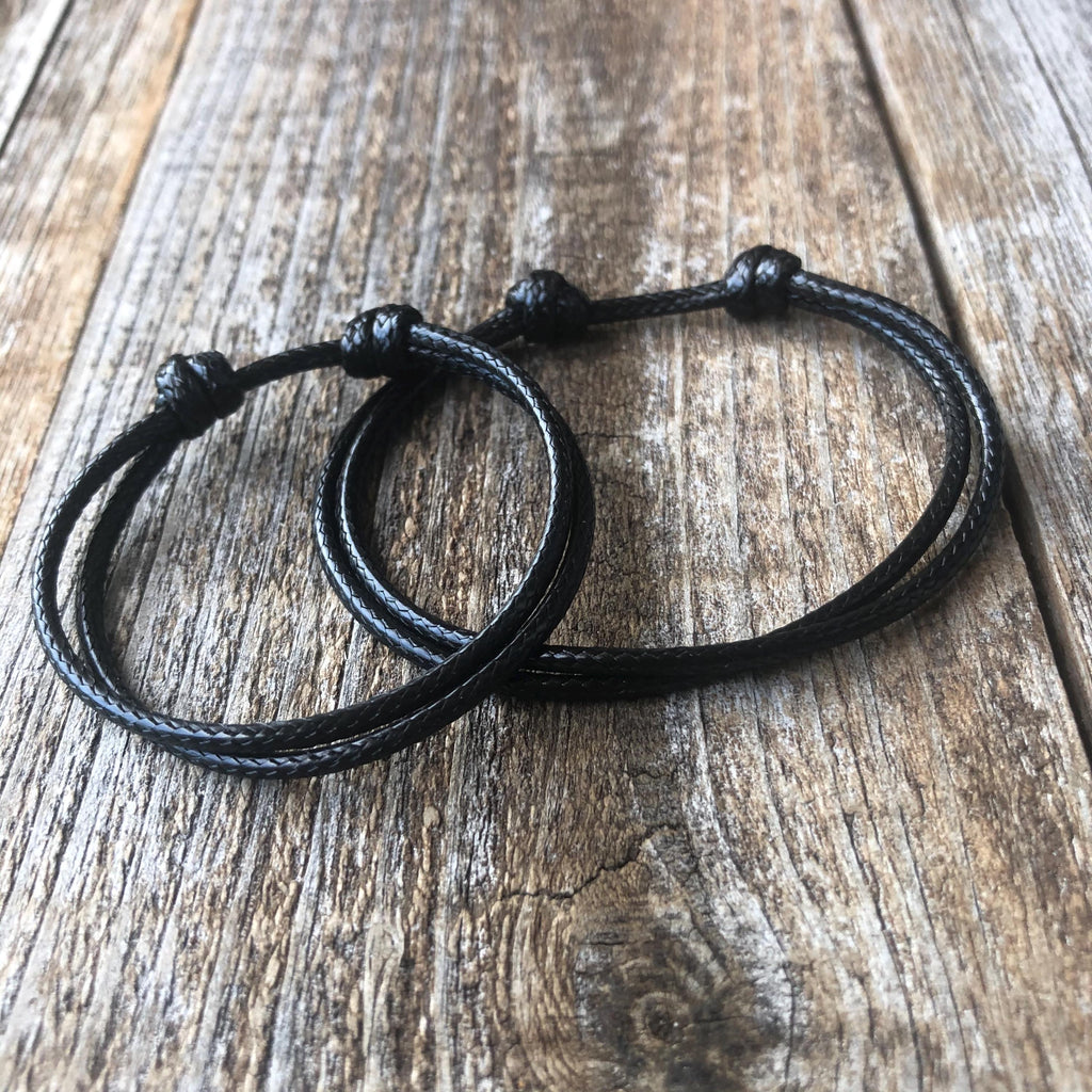 Collins Minimalist Couples Bracelets 2mm Black Cord