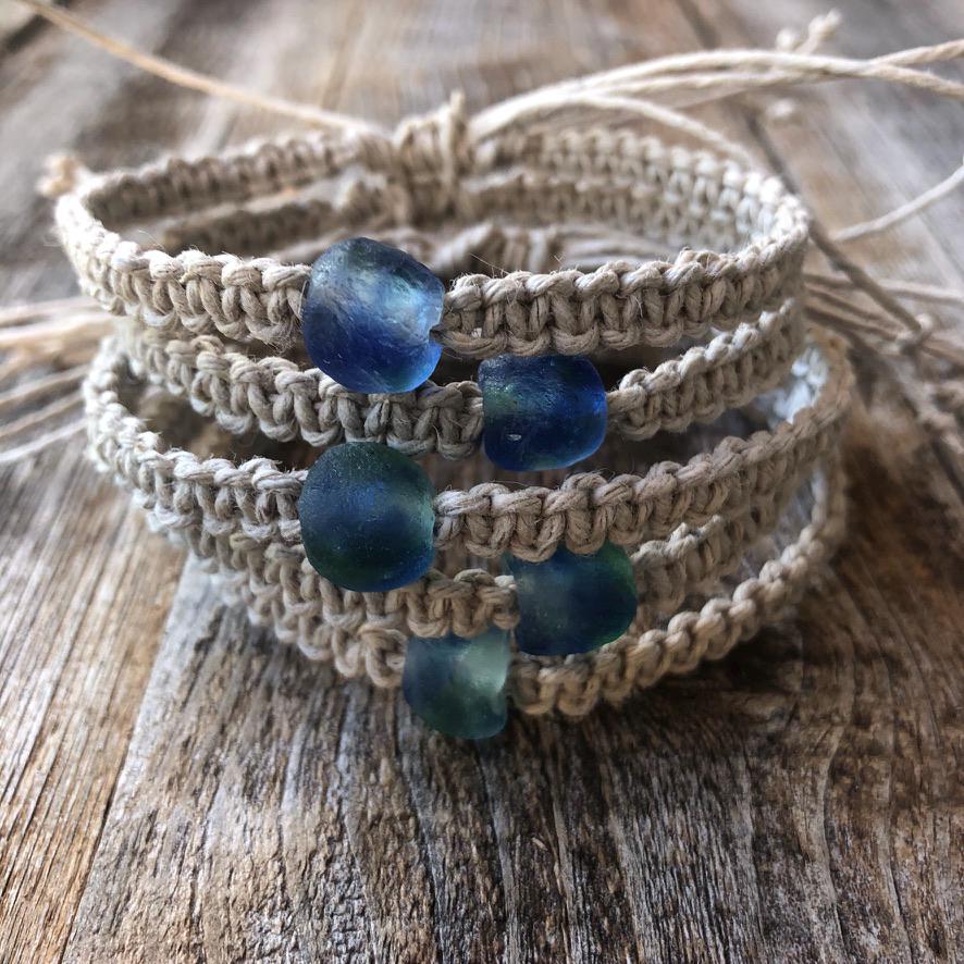 Sea Glass Hemp Beach Anklet