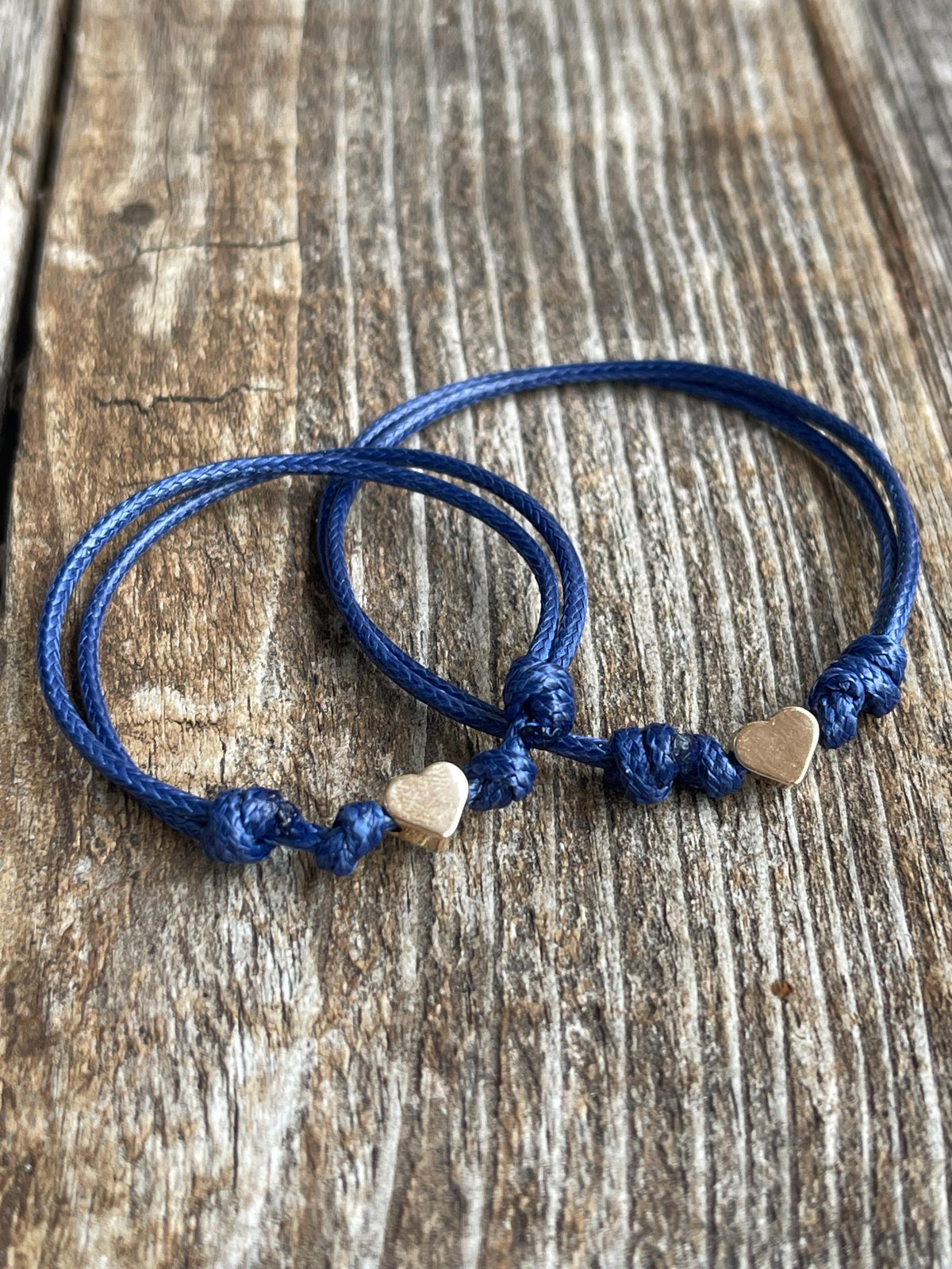 Gold Heart Navy Blue Minimalist Family Bracelets
