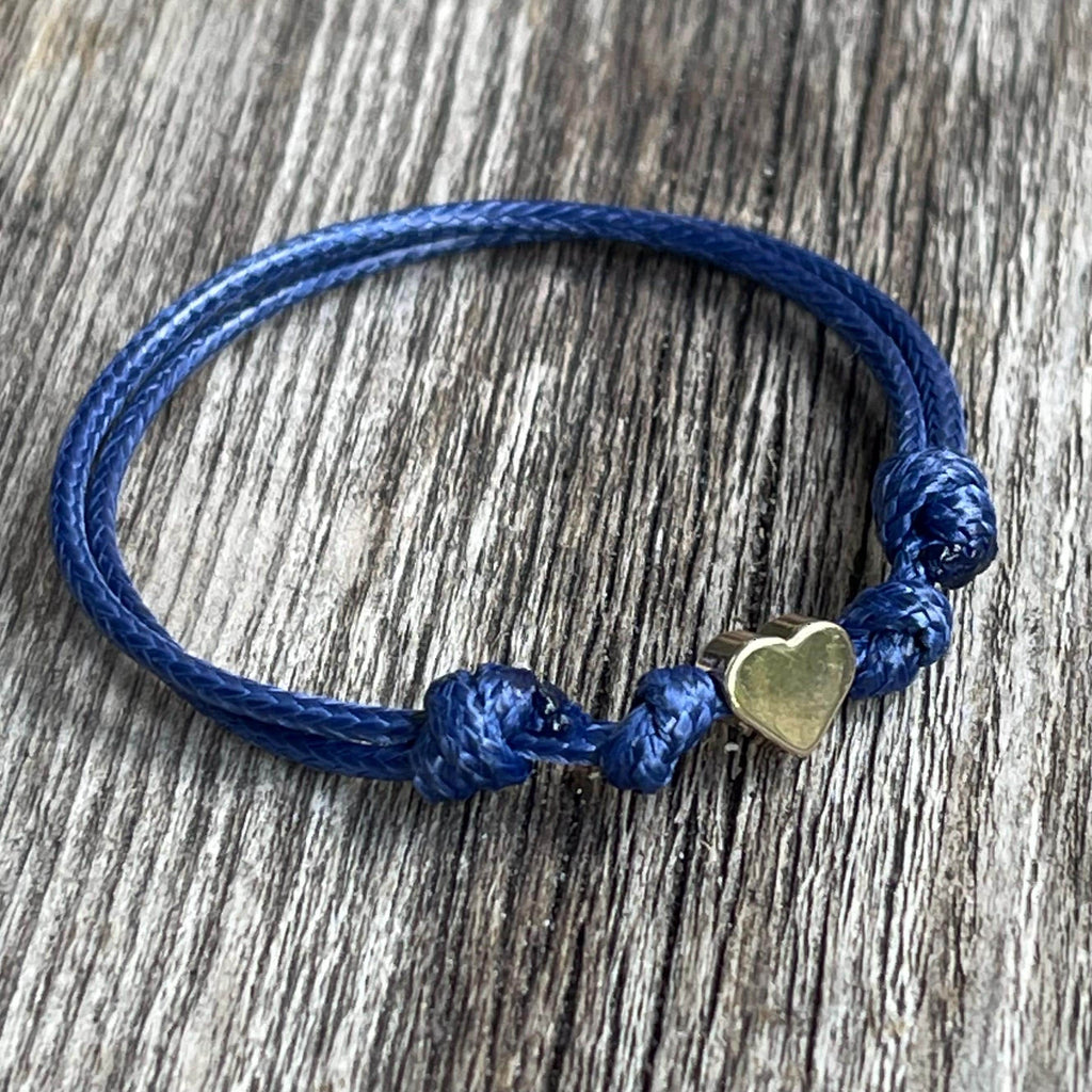 Gold Heart Navy Blue Minimalist Family Bracelets