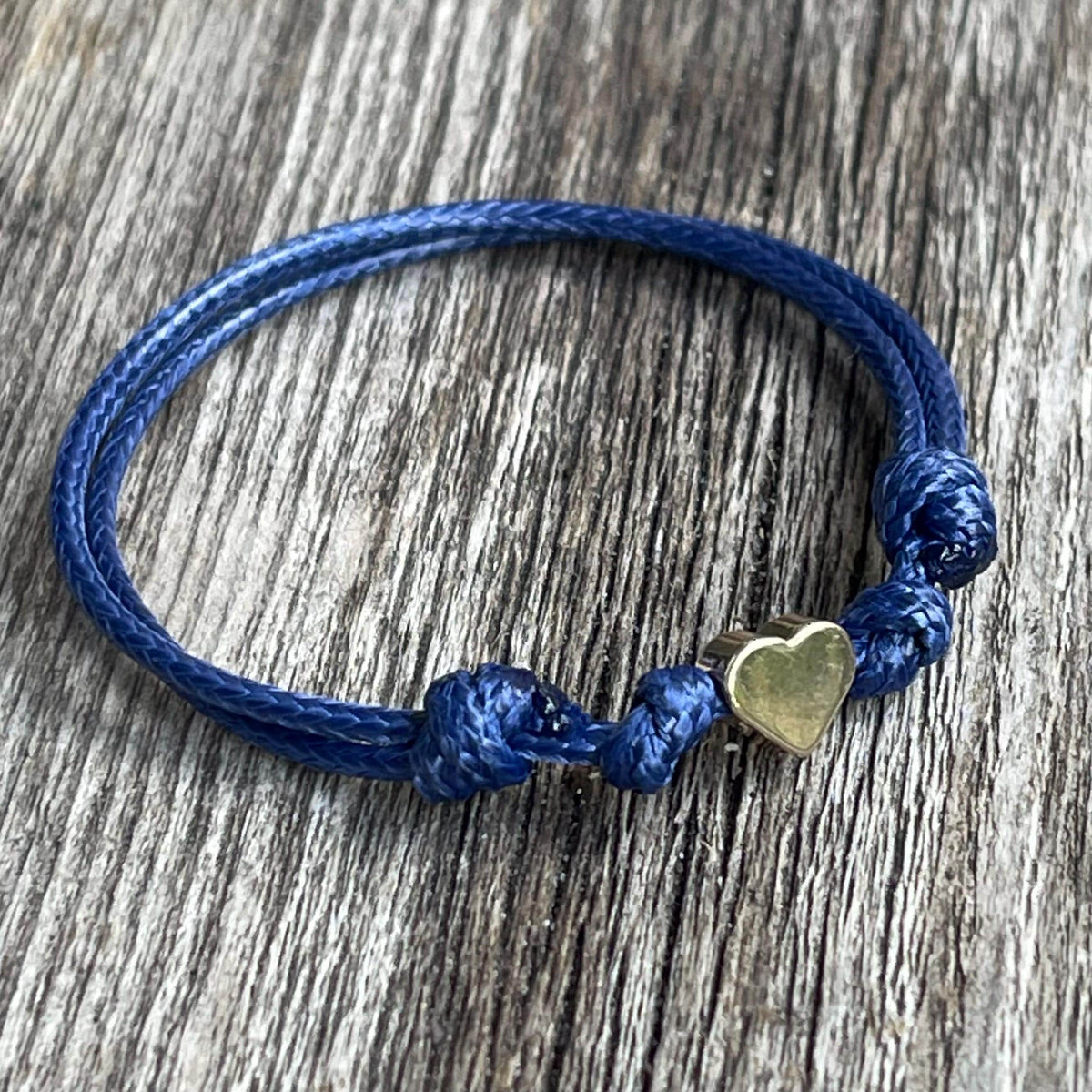 Gold Heart Navy Blue Minimalist Family Bracelets