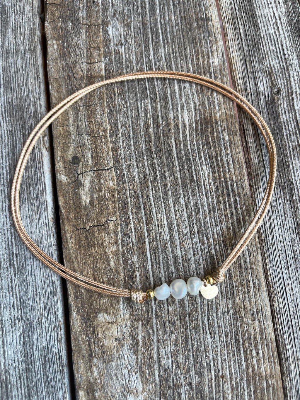 Freshwater Keshi Pearl Choker with Gold Filled Heart