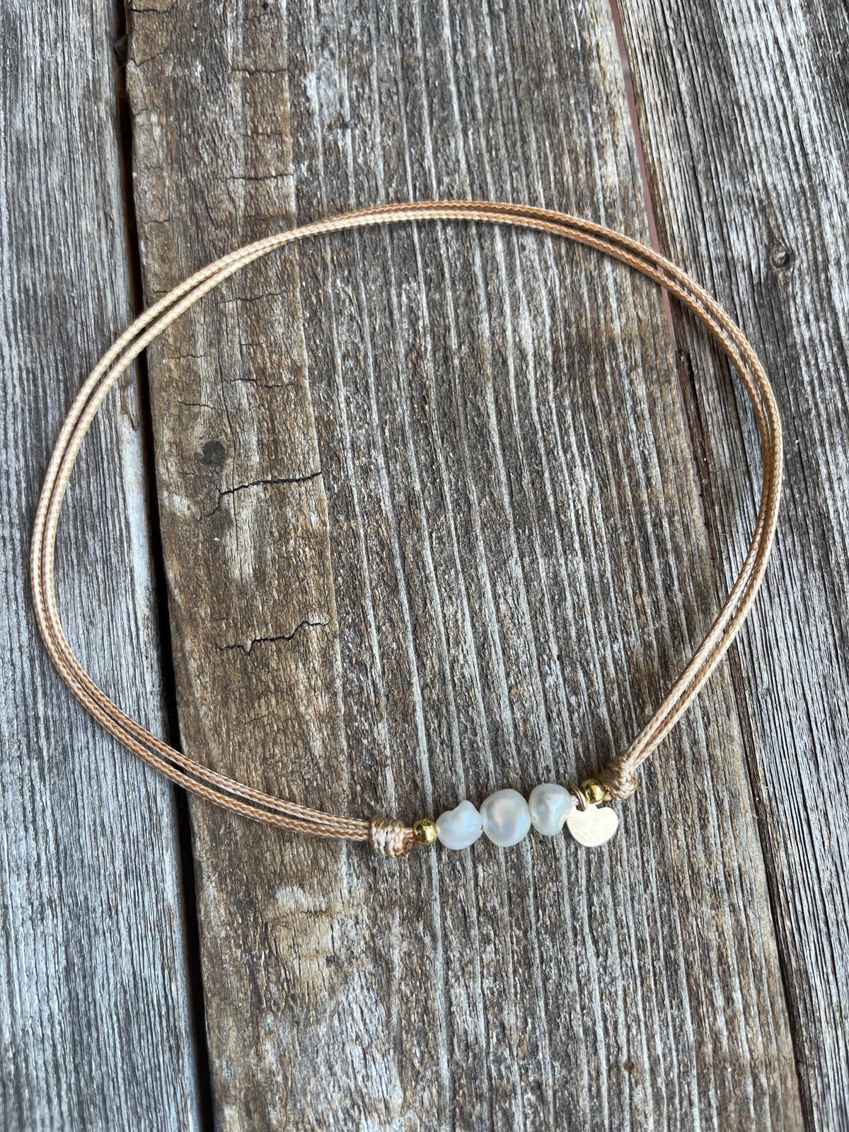 Freshwater Keshi Pearl Choker with Gold Filled Heart