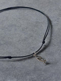 Fish Pendant Necklace, Black Cord Boho Handmade Jewelry