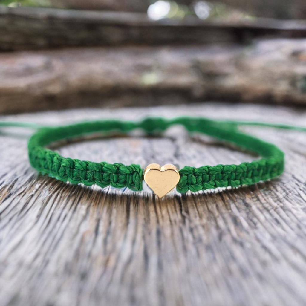Green Gold Heart Family Bracelets