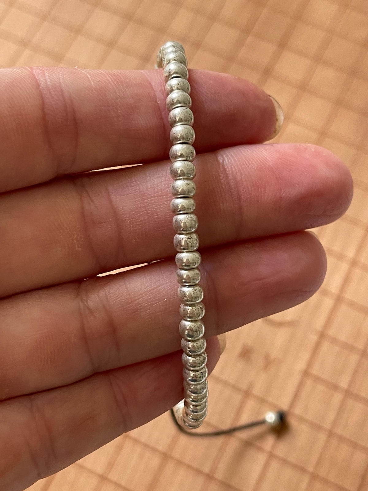 Caladesi Silver Bead Bracelet Anklet, Adjustable Waterproof