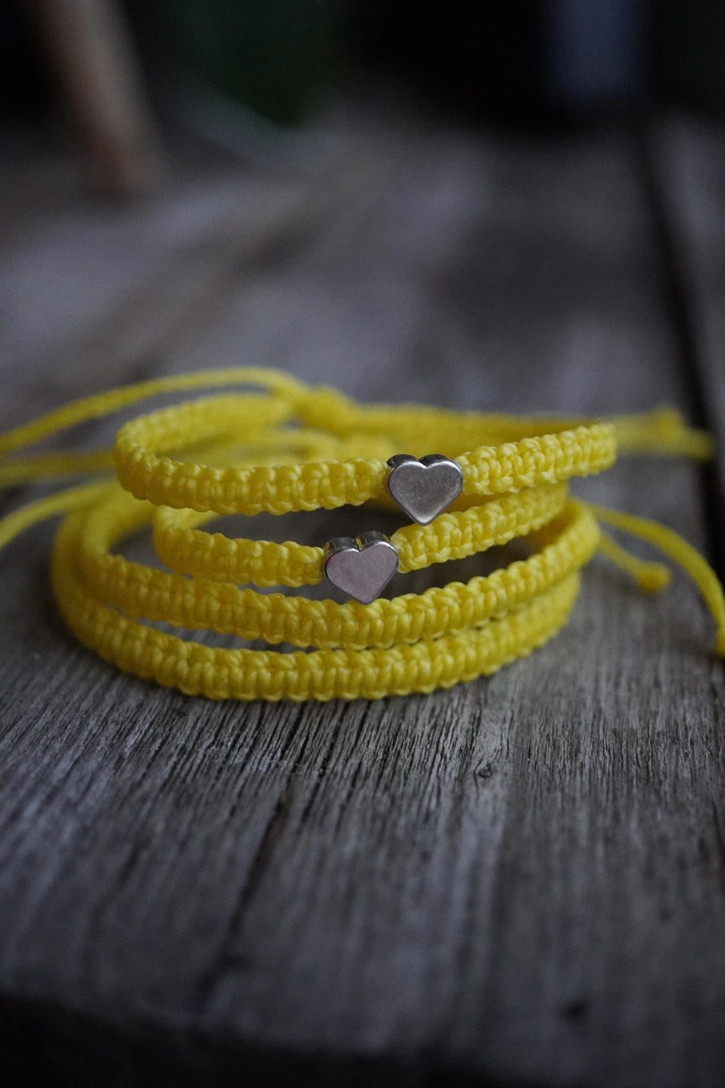 Silver Heart Family Bracelets Yellow