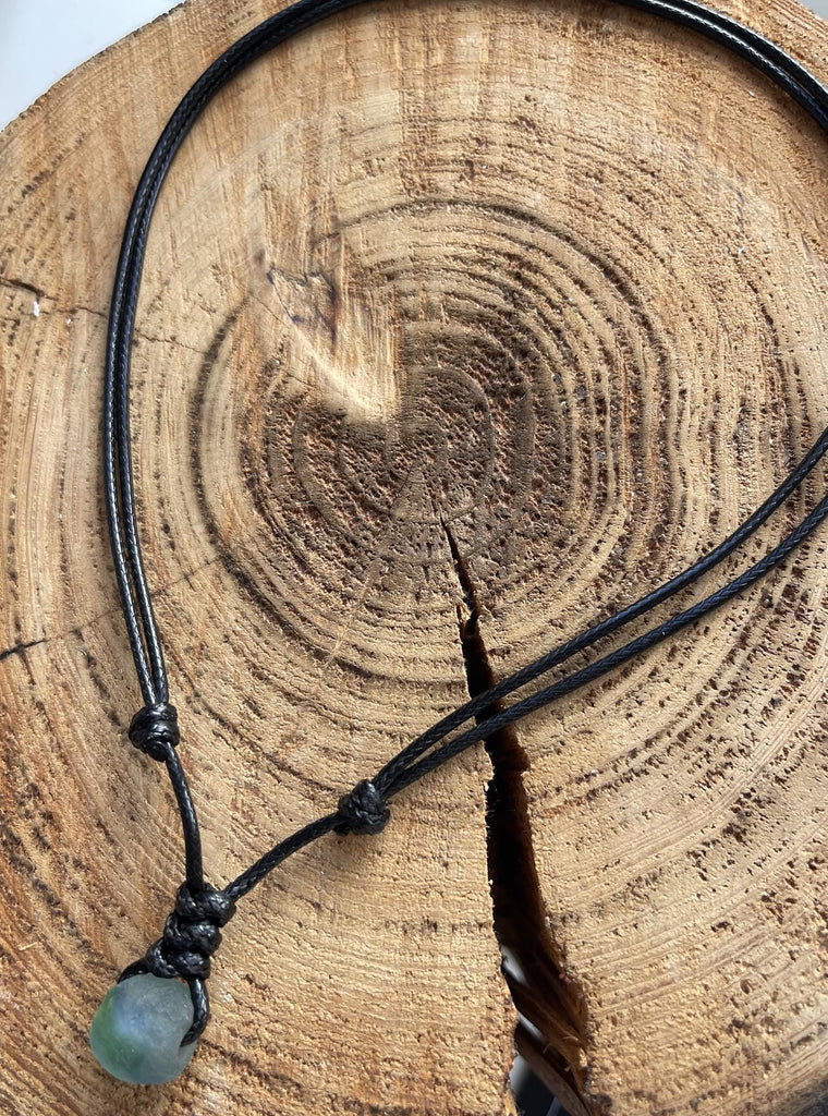 Surfer Blue Green Sea Glass Black Necklace Adjustable Waterproof Women Men
