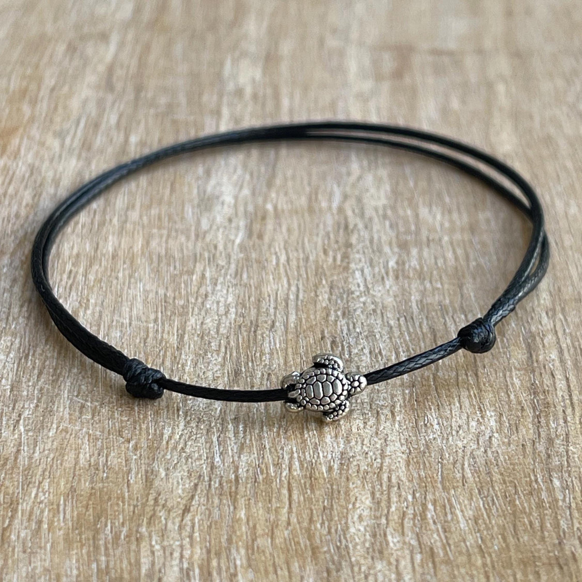 Turtle Charm Black Anklet, Bracelet, Choker.
