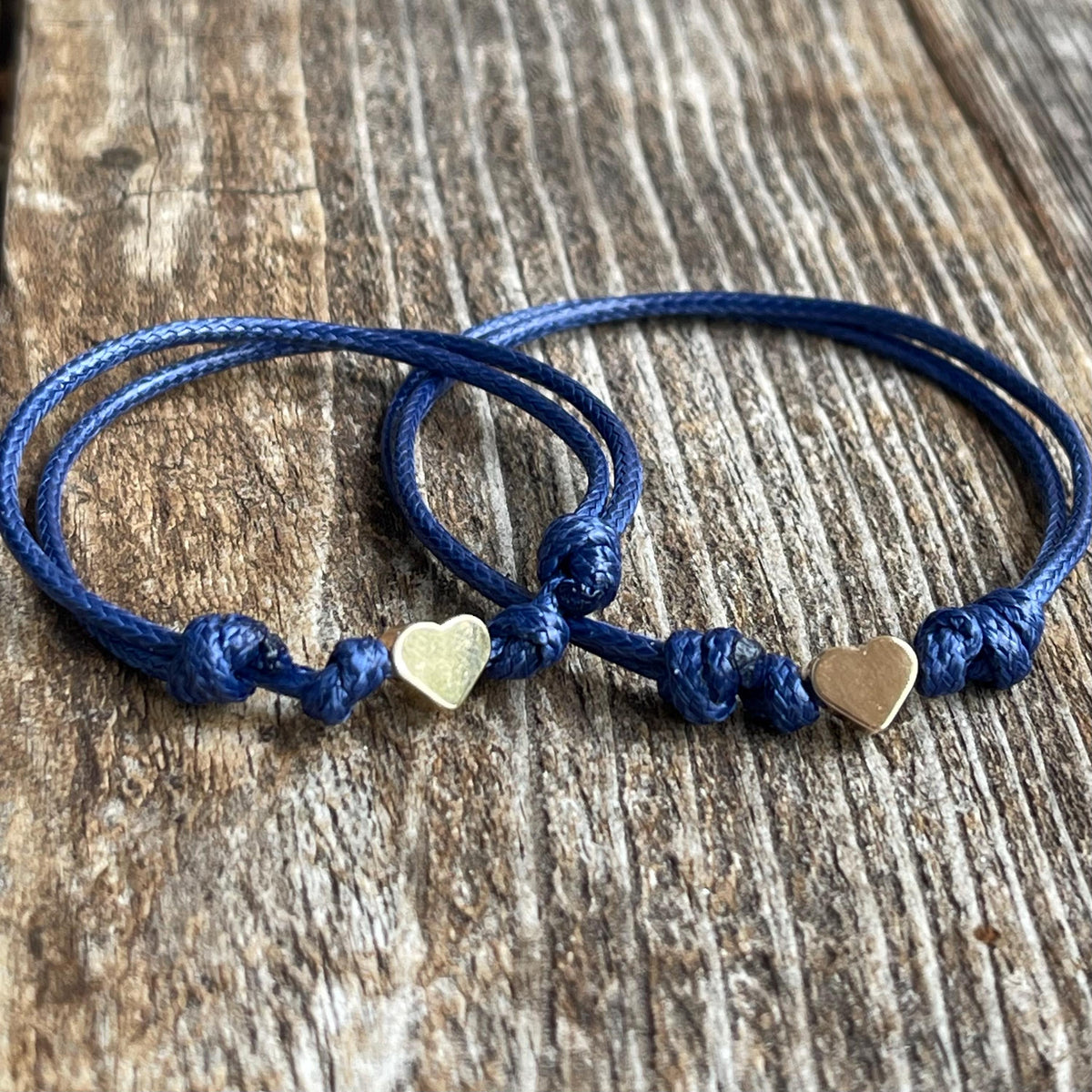 Gold Heart Navy Blue Minimalist Family Bracelets