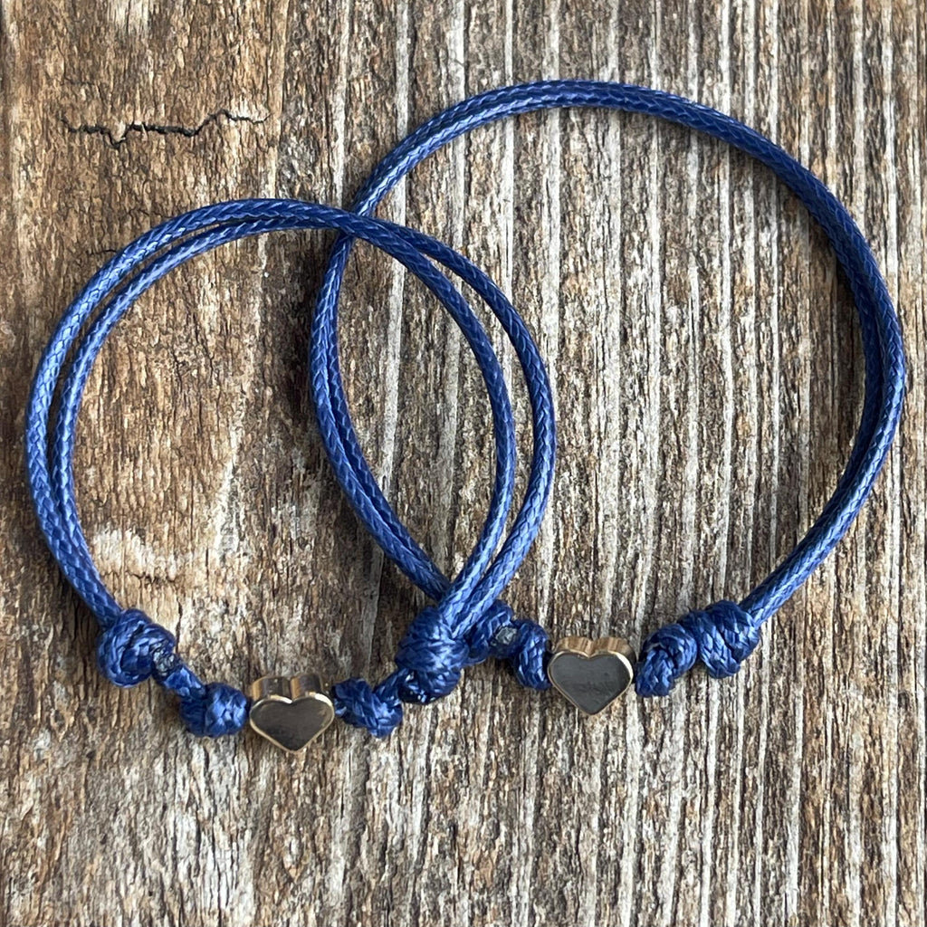 Gold Heart Navy Blue Minimalist Family Bracelets