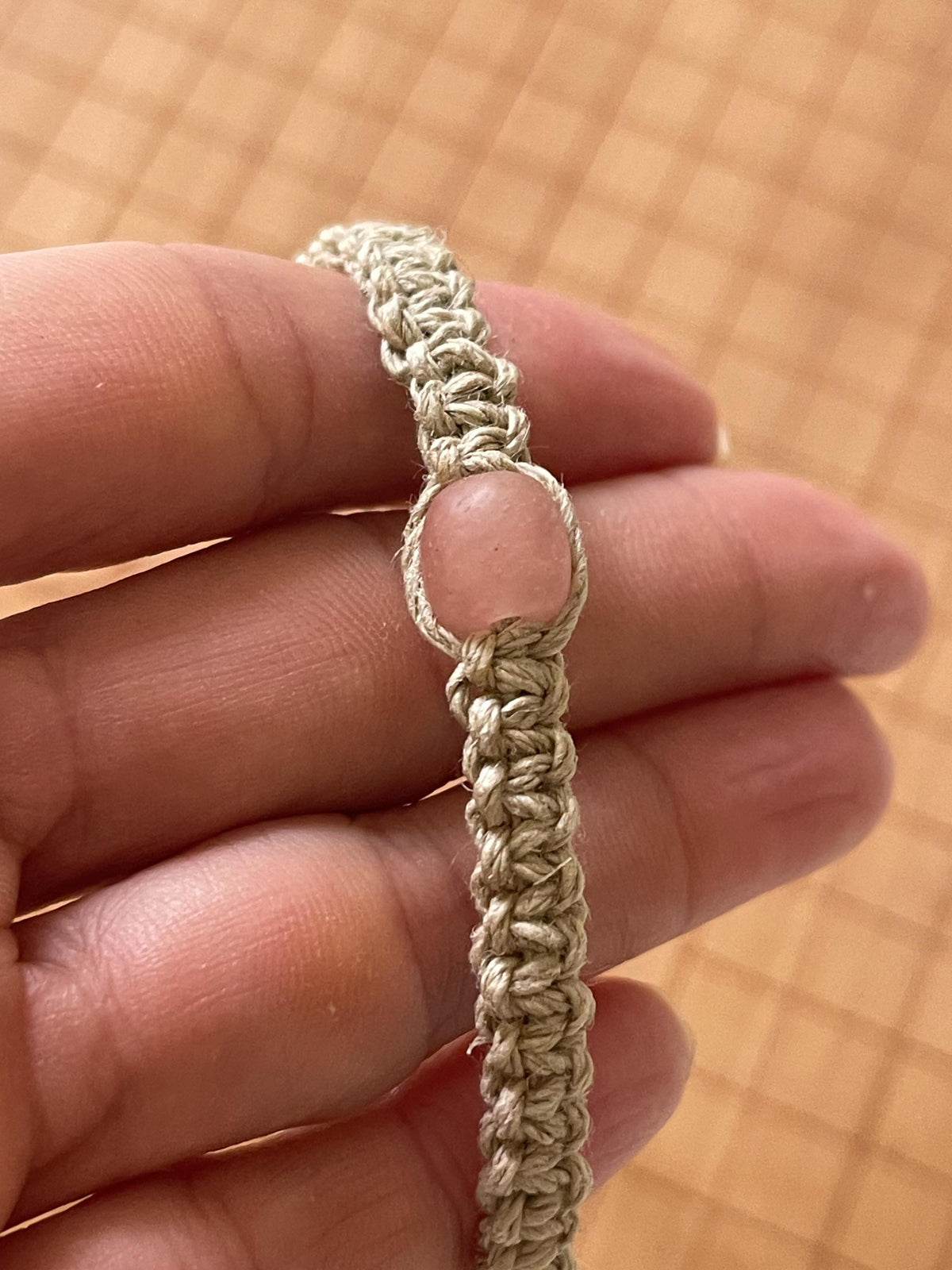 Pink Sea Glass Hemp Anklet, Natural Braided, Macrame Anklet, Surfer Anklet, Unisex, Hemp Bracelet