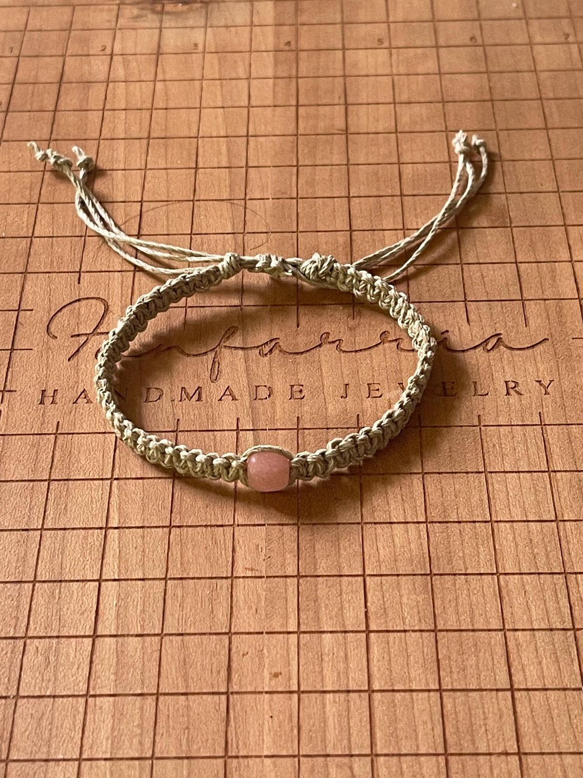 Pink Sea Glass Hemp Anklet, Natural Braided, Macrame Anklet, Surfer Anklet, Unisex, Hemp Bracelet