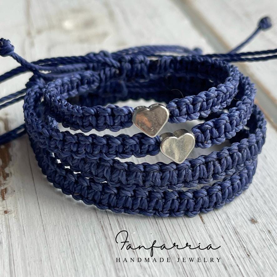 Matching Silver Heart Teal Bracelets