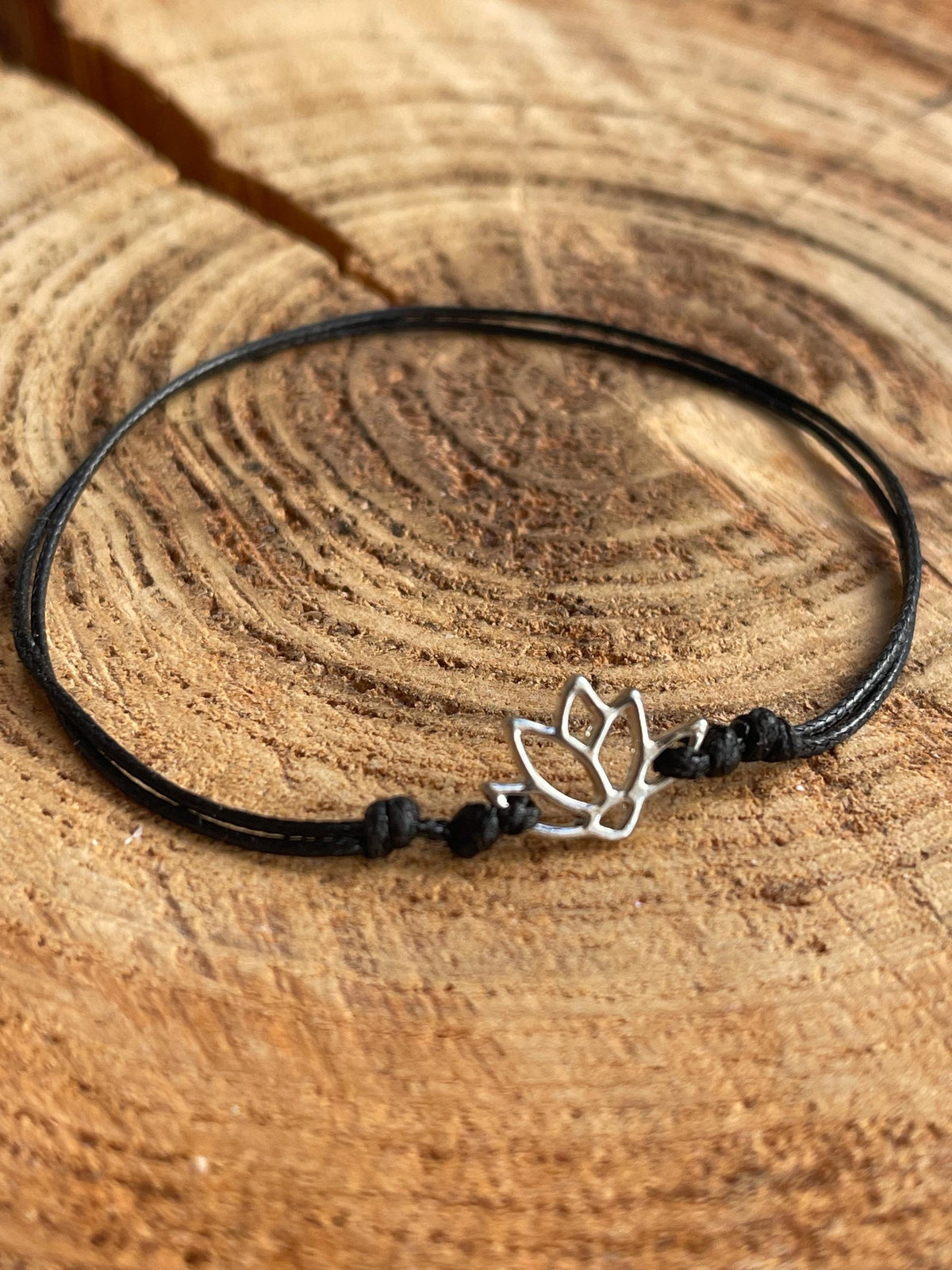 Lotus Flower Black Anklet