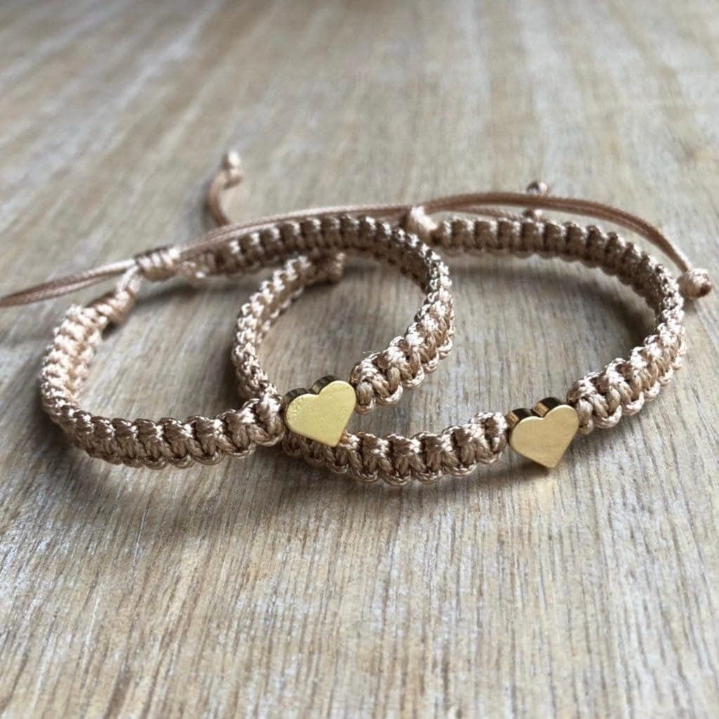 Gold Heart Matching Gold Bracelets by Fanfarria