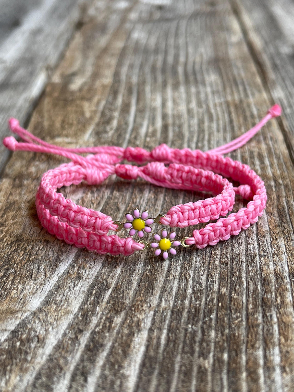 First Day of First Grade Bracelet Set, Mommy and Me Pink Daisy Bracelets, Back to School Gift, Matching First Day Keepsake Jewelry