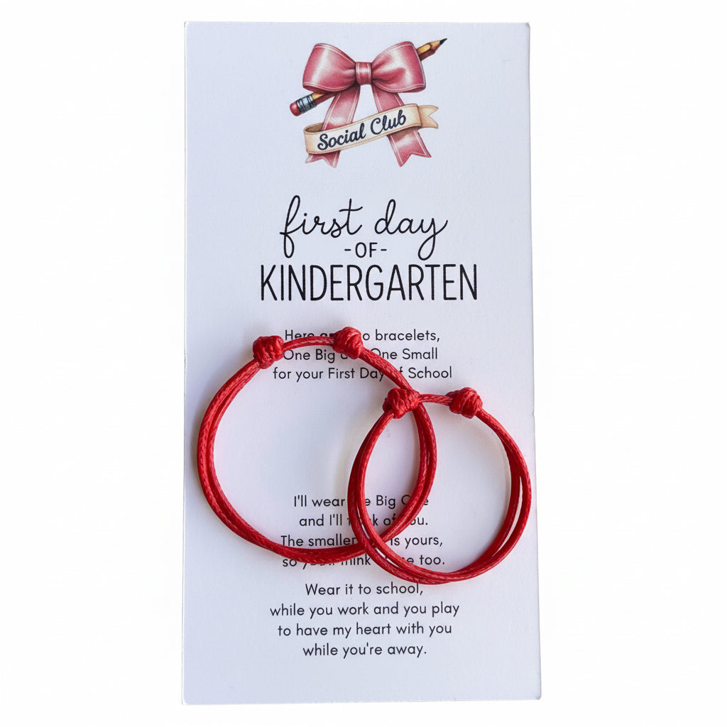 Kindergarten Bracelet Set, Mommy and Me Waterproof Matching First Day of School, Adjustable Back to School Keepsake