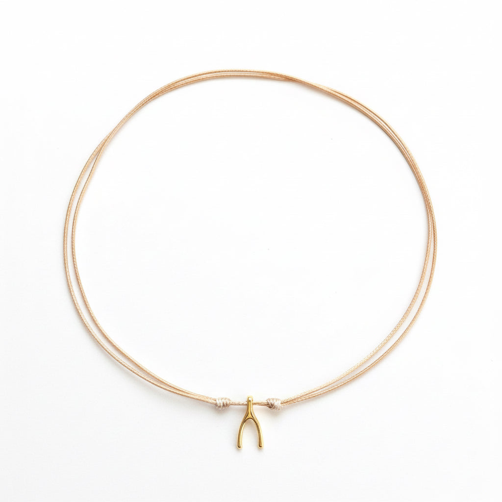 Adjustable Waterproof Wishbone Choker, Minimalist Lucky Charm Necklace, Lightweight Dainty Cord Jewelry for Everyday or Beach Style