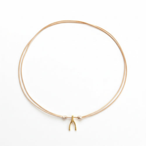 Adjustable Waterproof Wishbone Choker, Minimalist Lucky Charm Necklace, Lightweight Dainty Cord Jewelry for Everyday or Beach Style