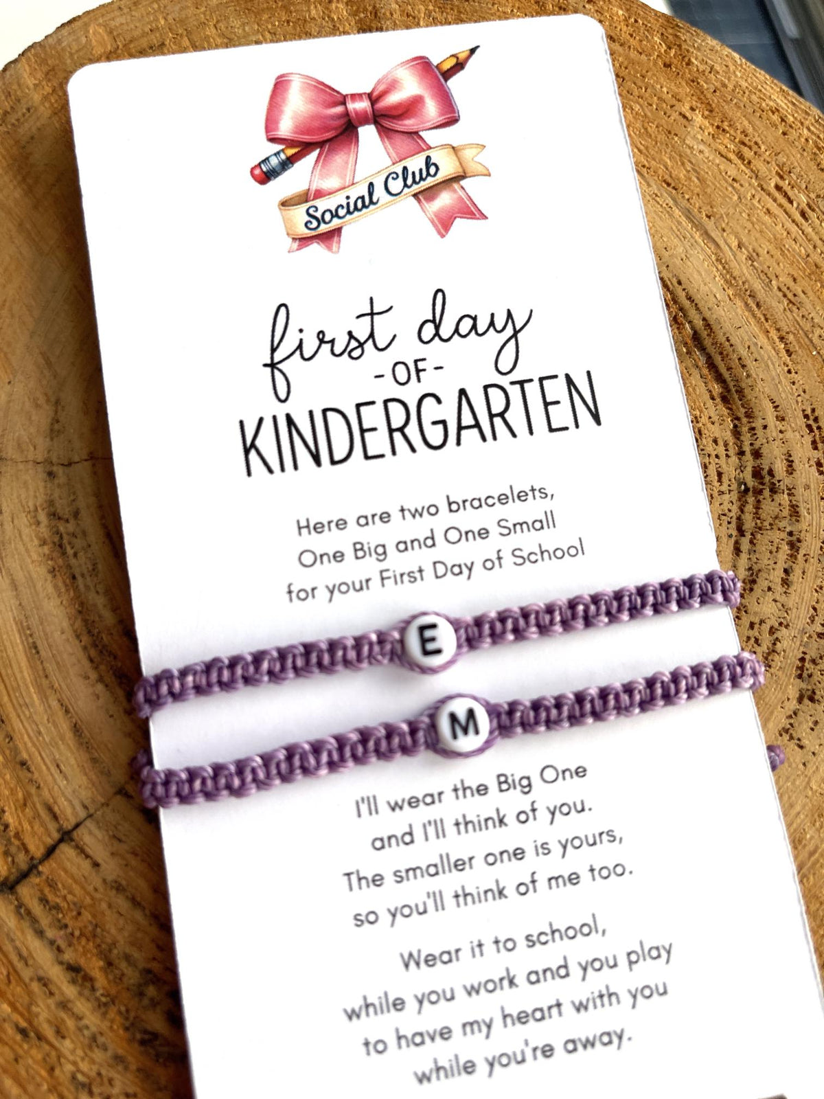 Initials Matching Bracelets Purple Mommy and Me First Day of Kindergarten Waterproof