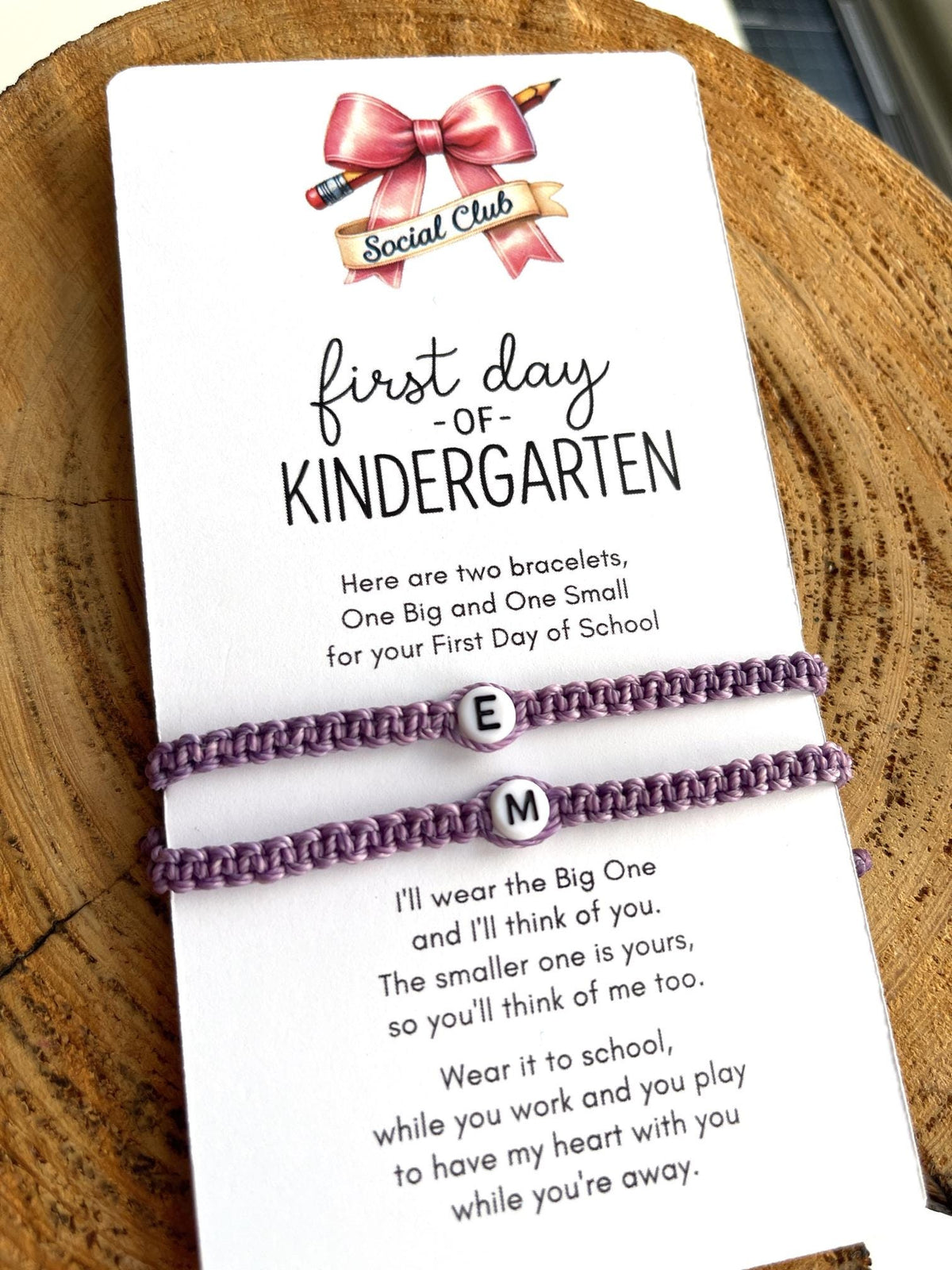 Initials Matching Bracelets Purple Mommy and Me First Day of Kindergarten Waterproof