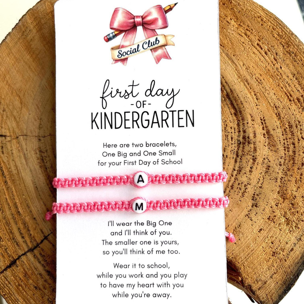 Initials Matching Bracelets Pink Mommy and Me First Day of Kindergarten Waterproof