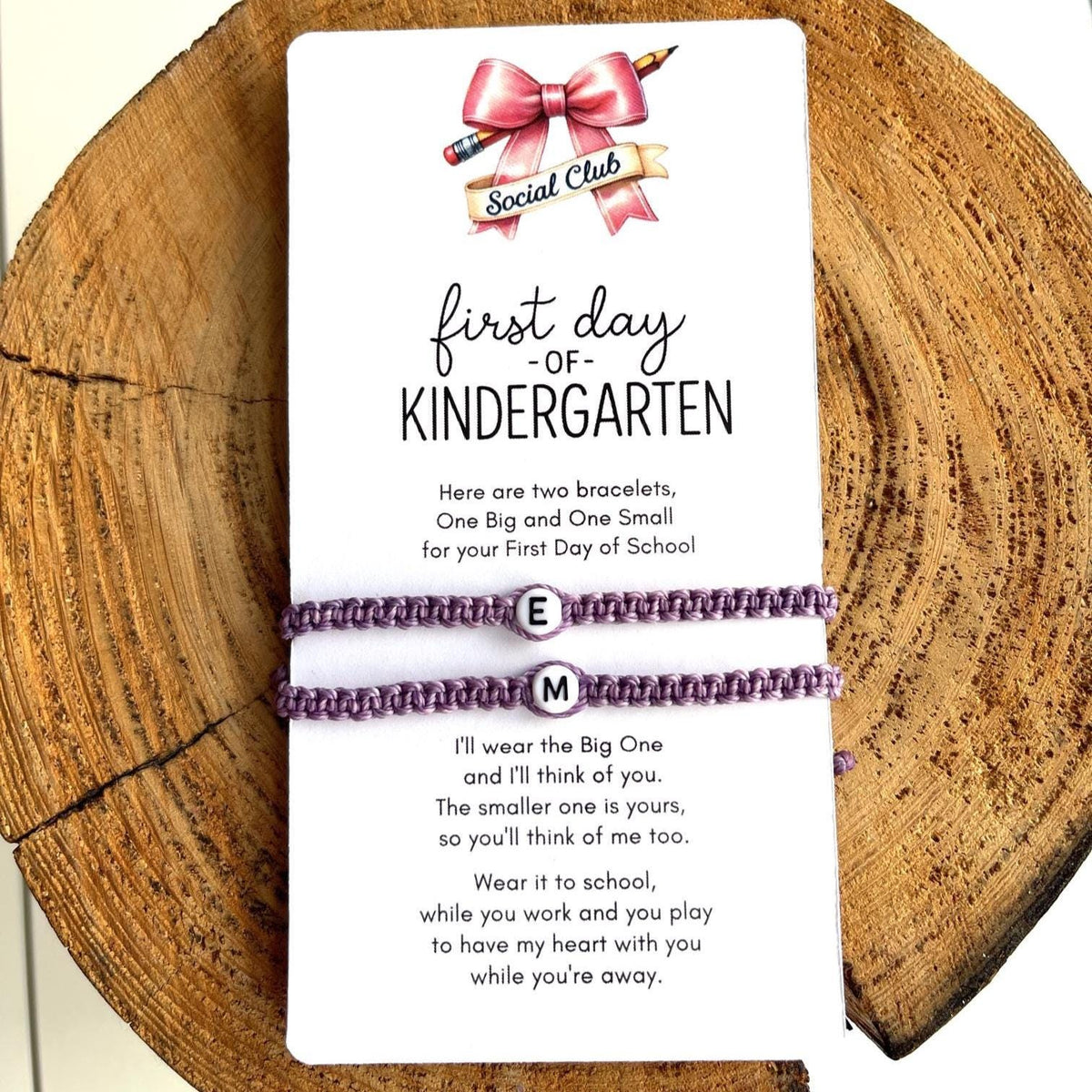 Initials Matching Bracelets Purple Mommy and Me First Day of Kindergarten Waterproof