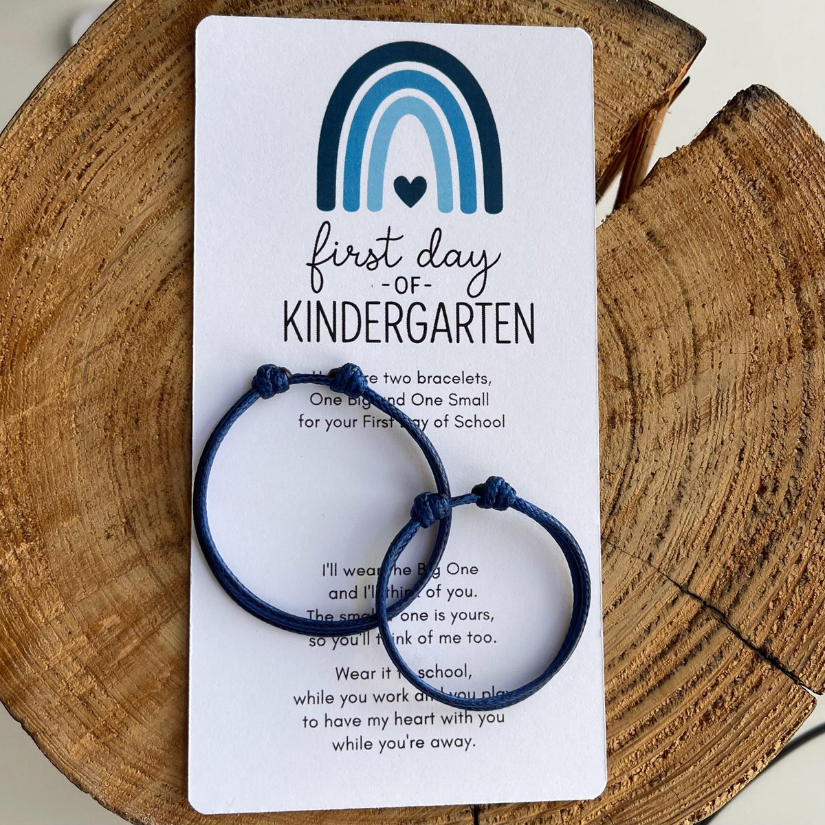 Blue Kindergarten Bracelet Set, Waterproof Matching First Day of School Gift for Parent and Child, Adjustable Back to School Keepsake