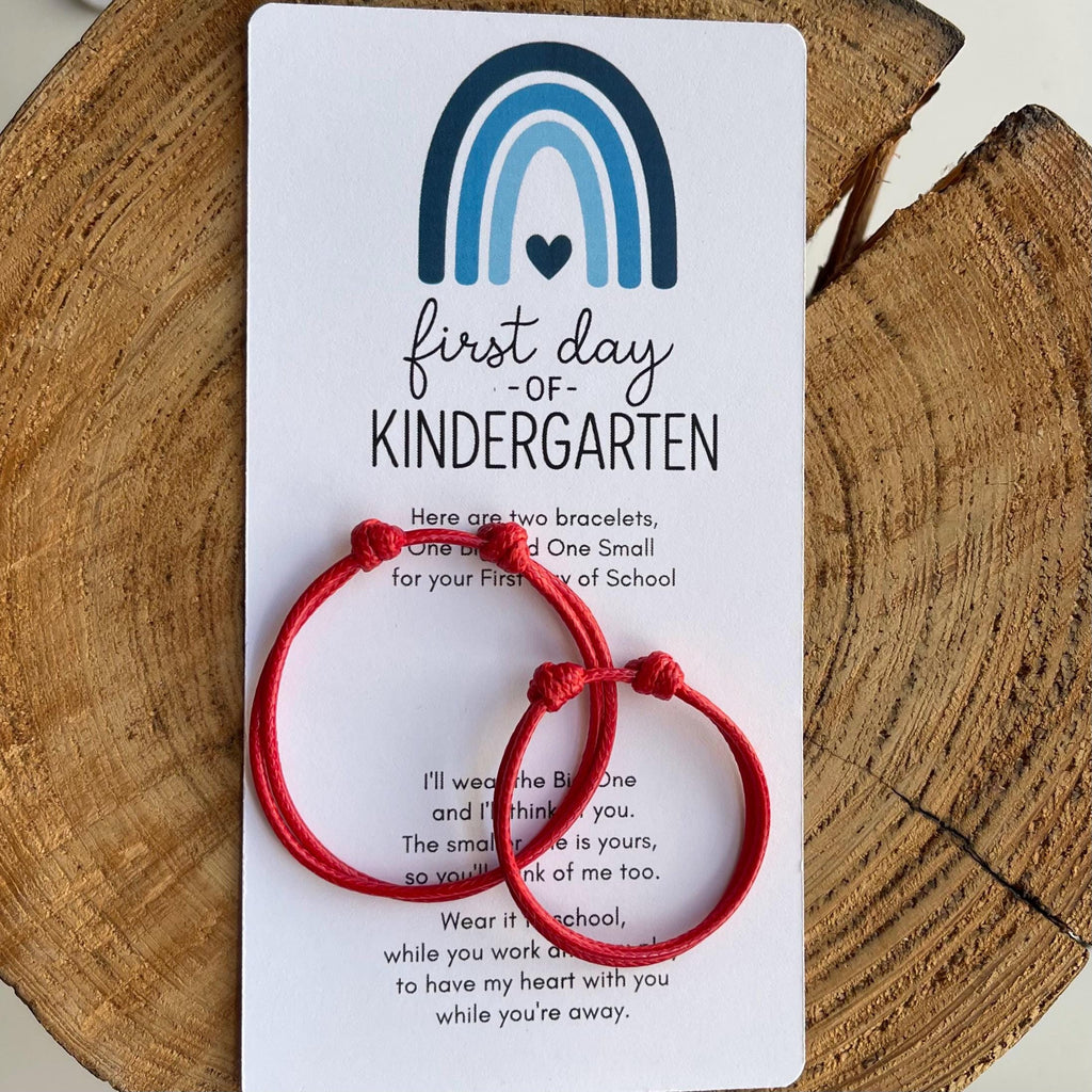 Blue Kindergarten Bracelet Set, Waterproof Matching First Day of School Gift for Parent and Child, Adjustable Back to School Keepsake