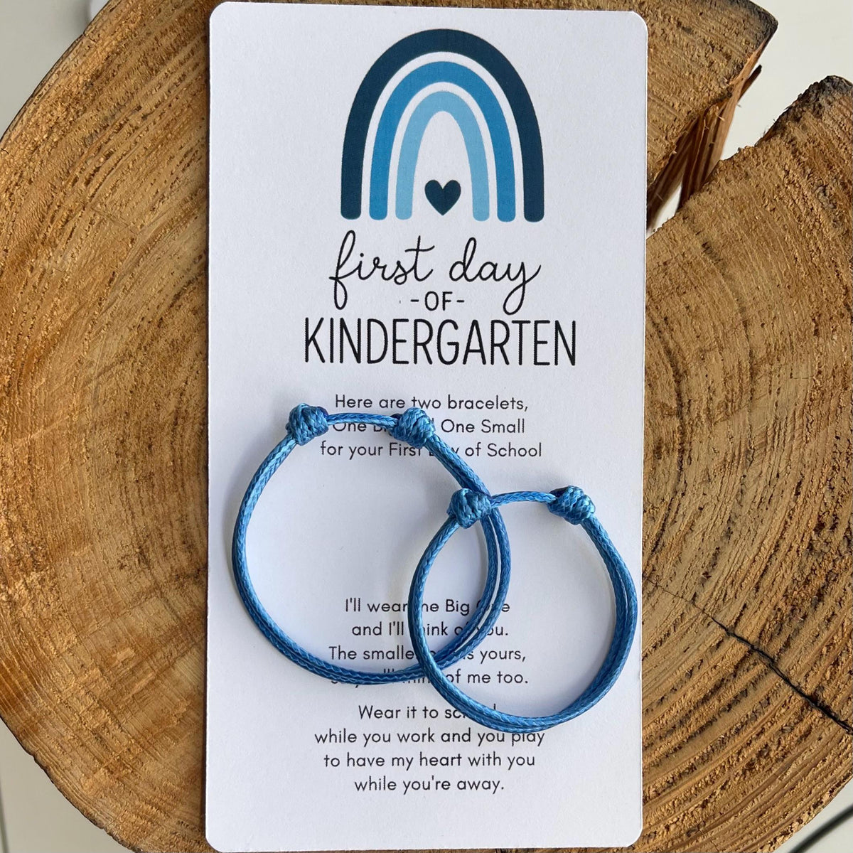 Blue Kindergarten Bracelet Set, Waterproof Matching First Day of School Gift for Parent and Child, Adjustable Back to School Keepsake