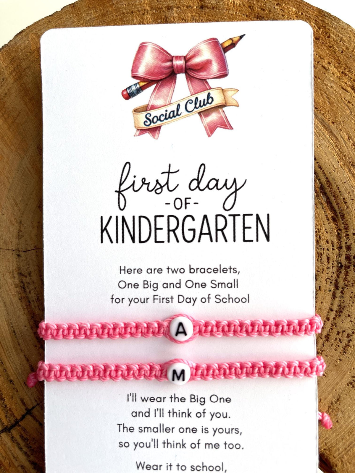 Initials Matching Bracelets Pink Mommy and Me First Day of Kindergarten Waterproof