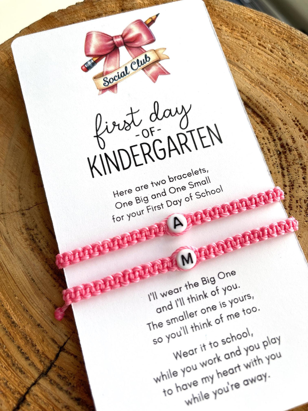 Initials Matching Bracelets Pink Mommy and Me First Day of Kindergarten Waterproof