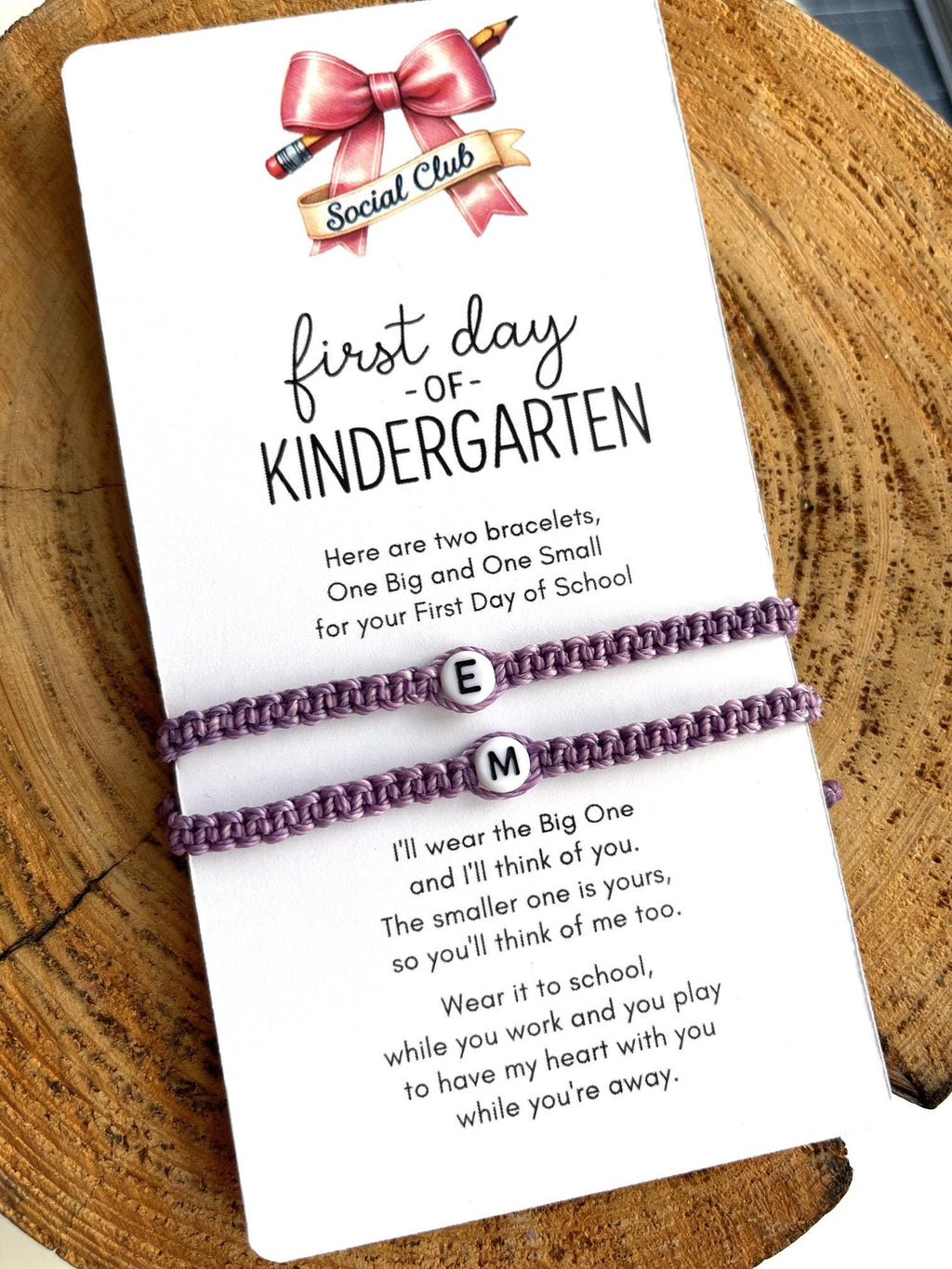 Initials Matching Bracelets Purple Mommy and Me First Day of Kindergarten Waterproof