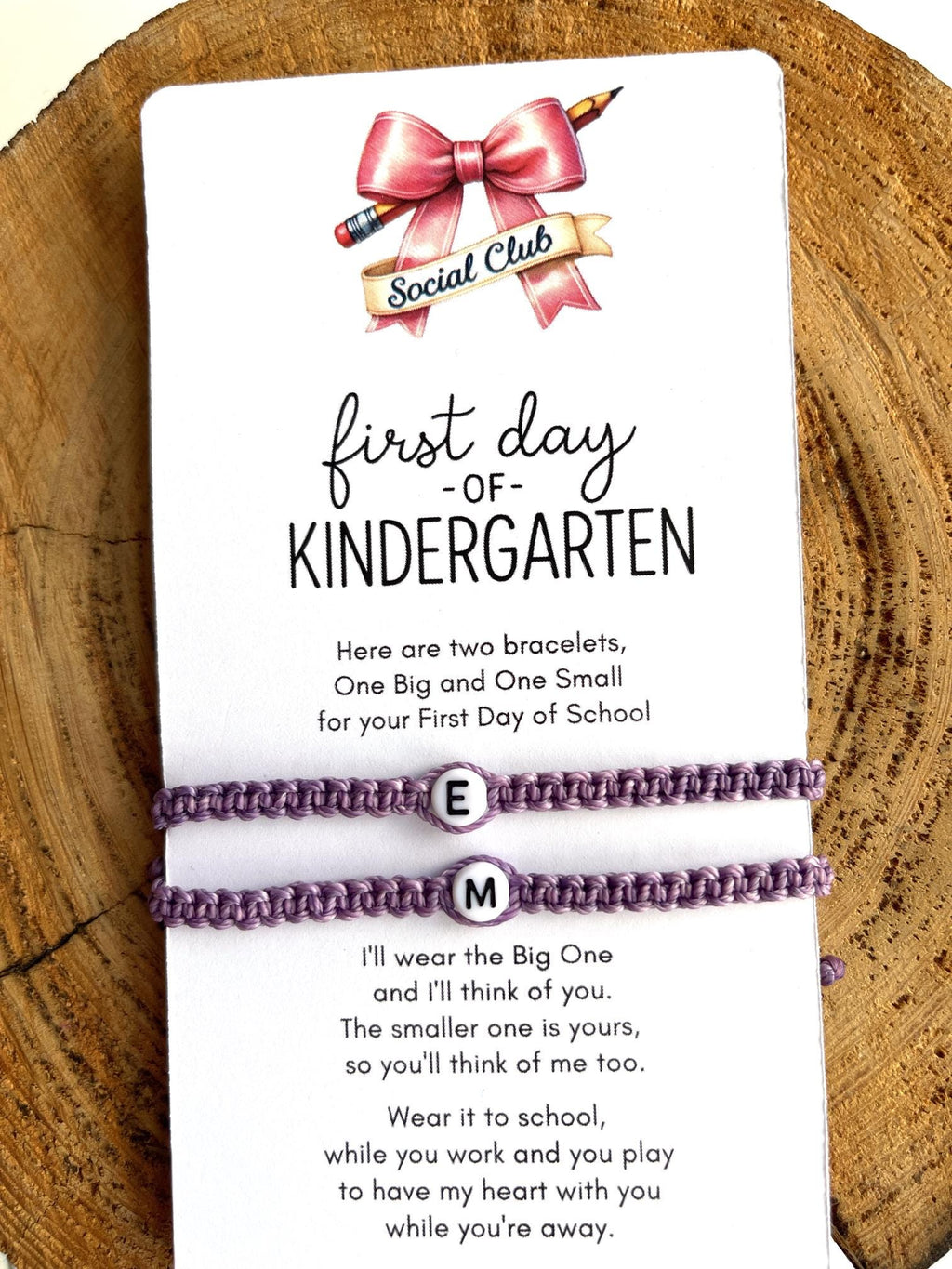 Initials Matching Bracelets Purple Mommy and Me First Day of Kindergarten Waterproof