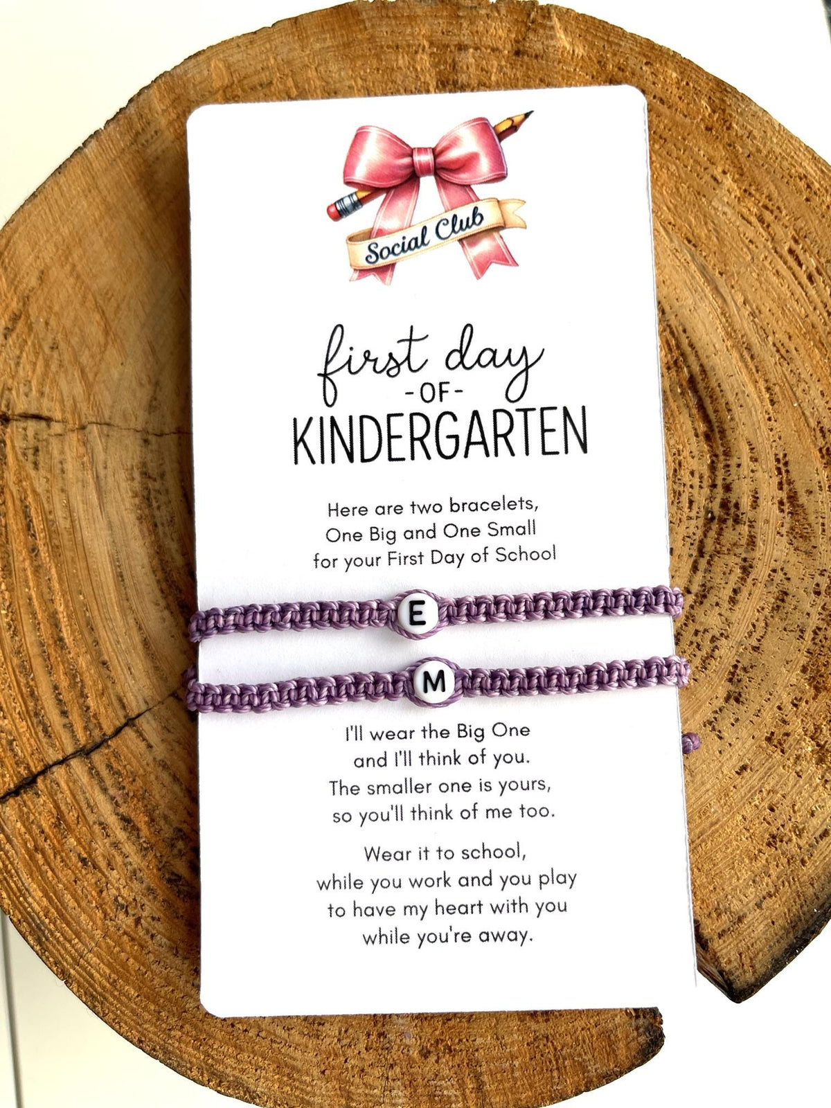 Initials Matching Bracelets Purple Mommy and Me First Day of Kindergarten Waterproof