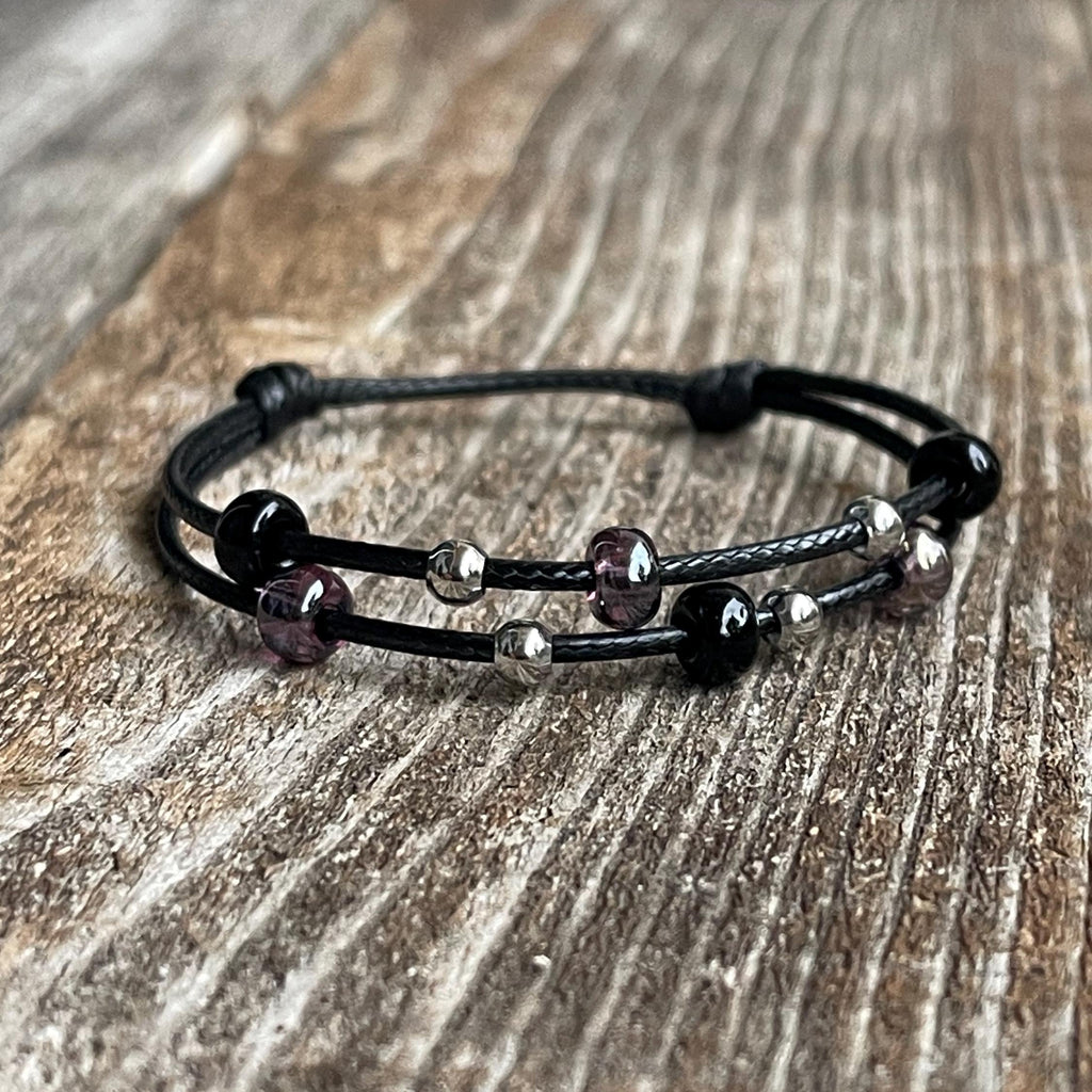 Midnight Glow Beaded Anklet Bracelet, Fall Edition