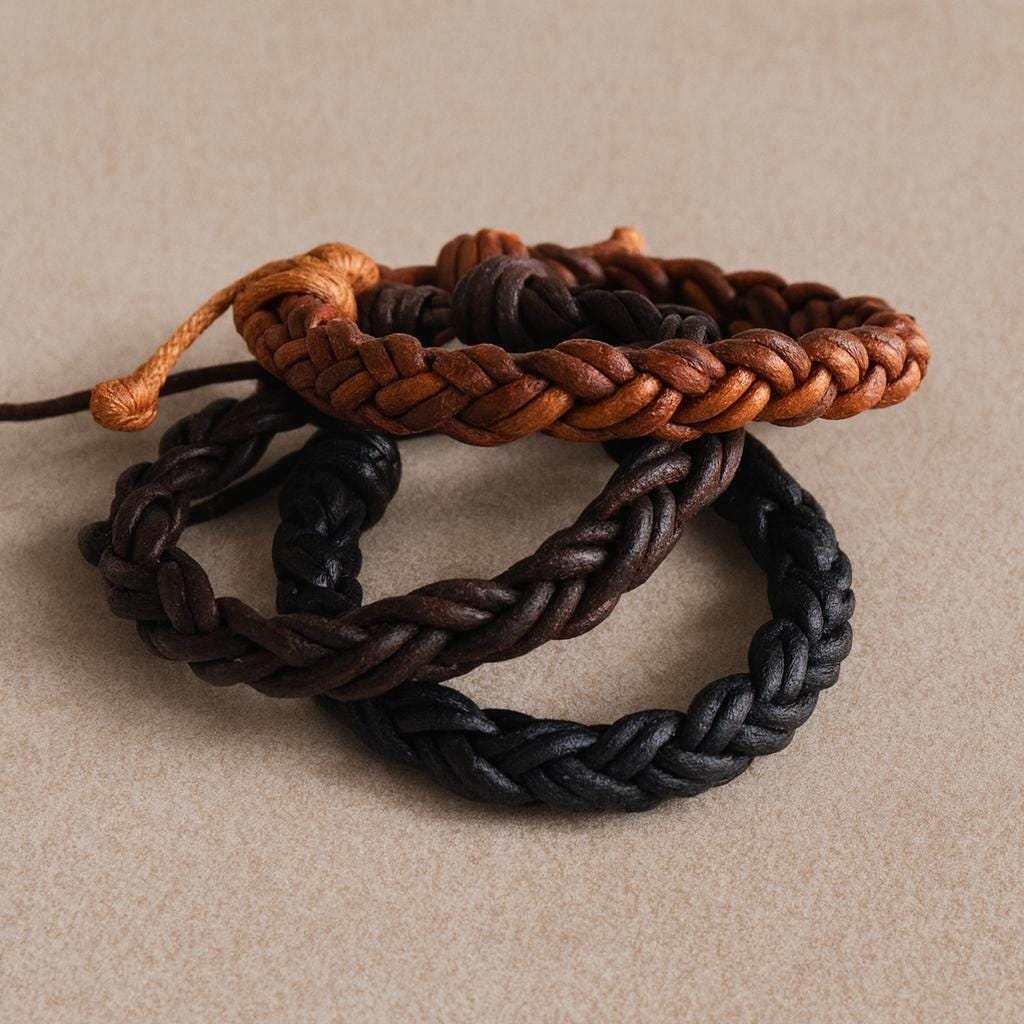 Leather Bracelet Braided Bolo Key West II Collection