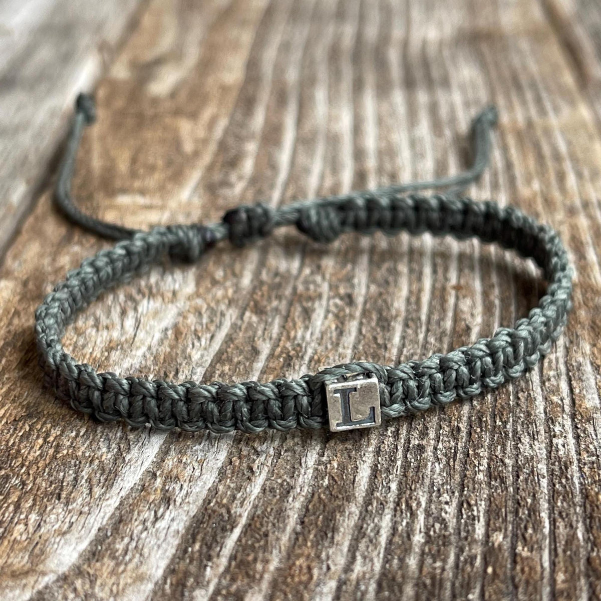Personalized Olive Bracelet Anklet with Initial Letter Sterling Silver